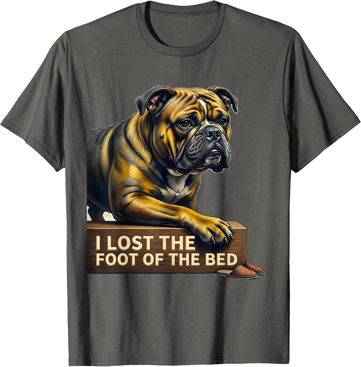I Lost The Foot Of The Bed Funny Pitbull Dog Mom Humor T-Shirt - Asphalt Grey