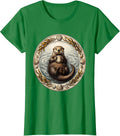 Women's Sea Otter Floating With Clam Illustration T-Shirt - Kelly Green