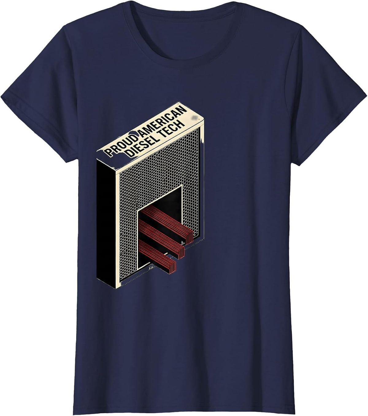 Women's Proud American Diesel Tech Patriotic Diesel Tech Gift T-Shirt - Navy Blue