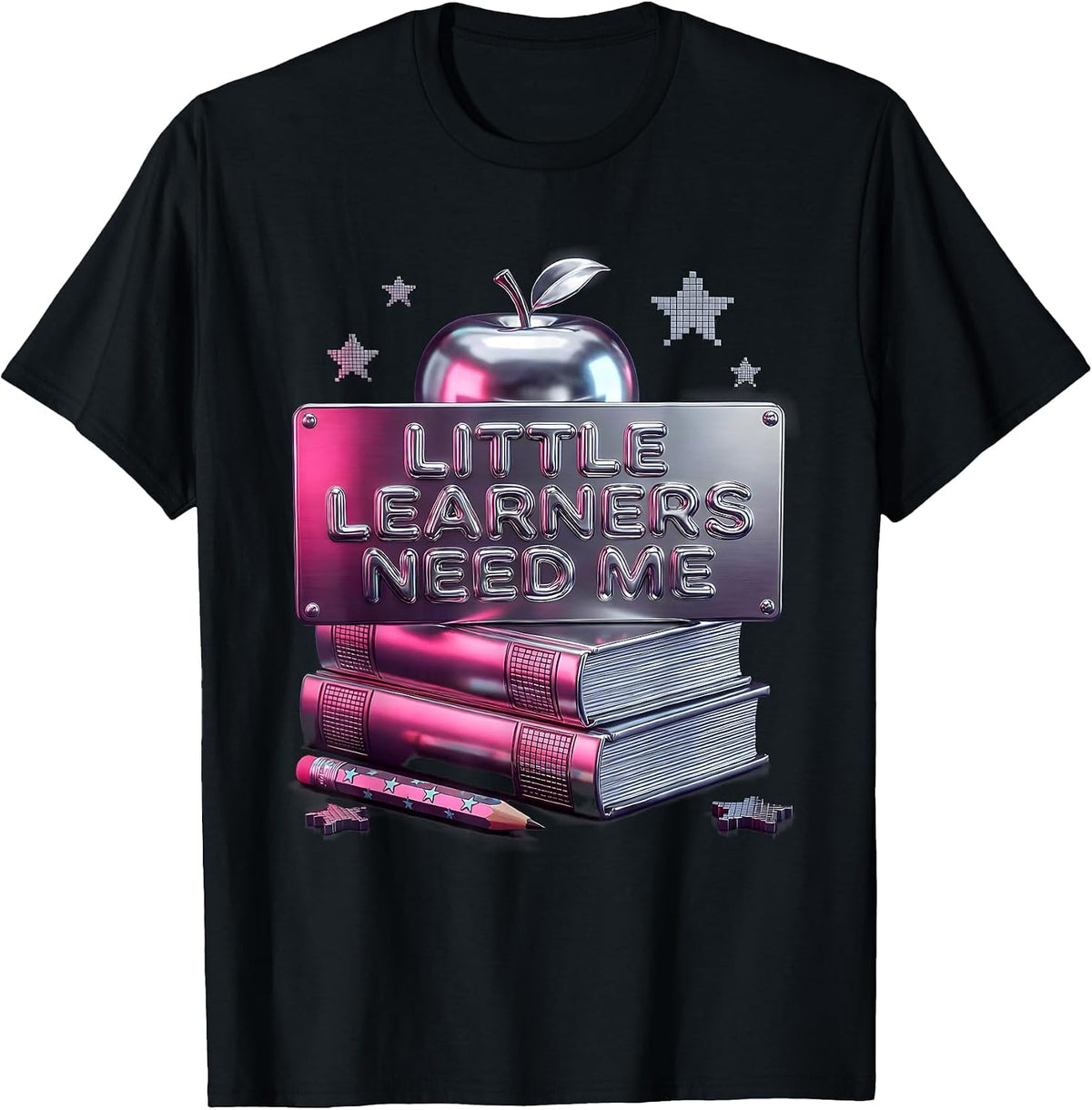 Men's Little Learners Need Me Elementary Teacher Design T-Shirt - Black