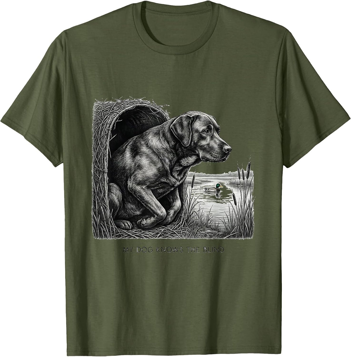 My Dog Knows The Blind Hunting Dog Waterfowl Youth Outdoor T-Shirt - Olive Green