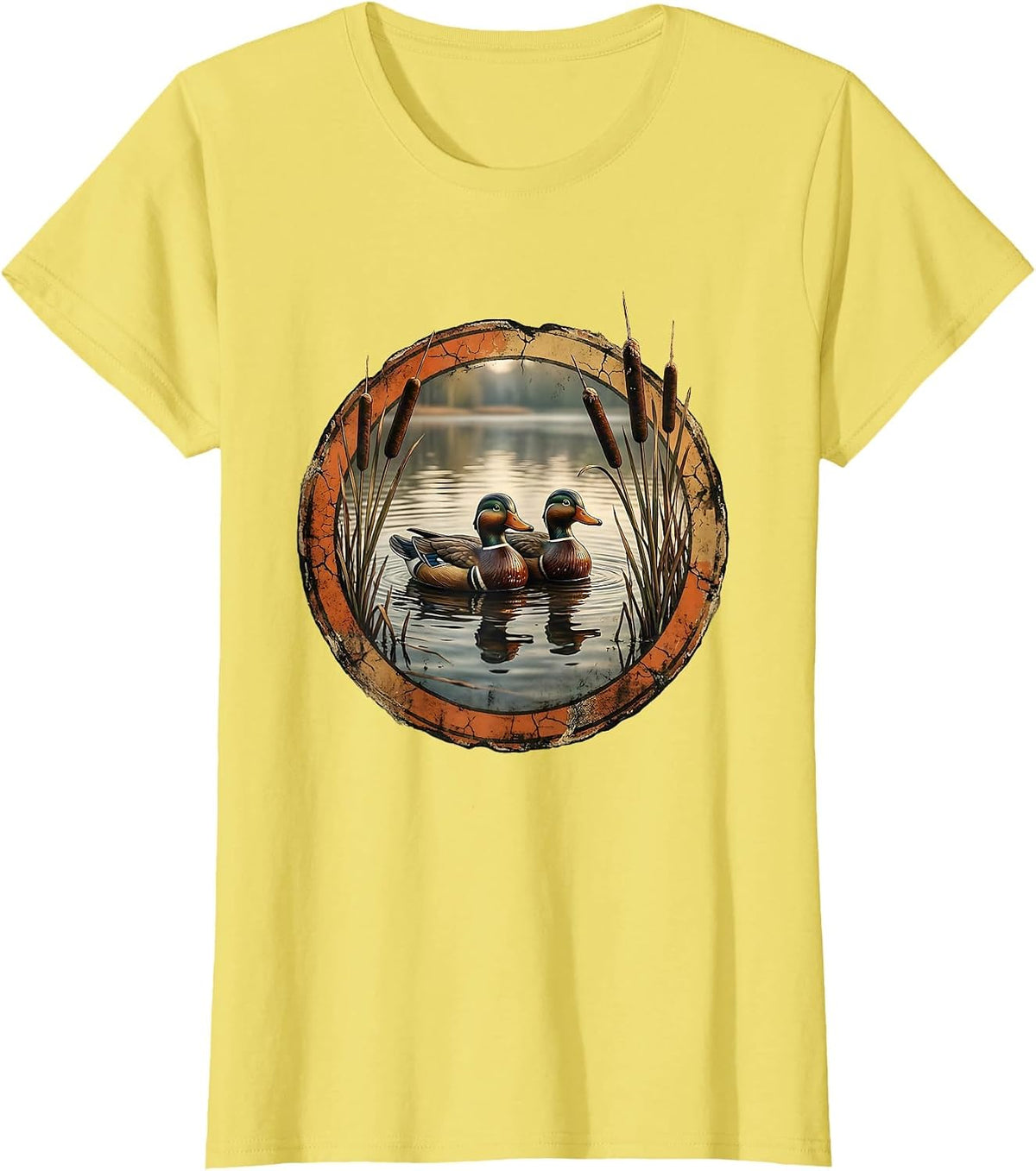 Duck Decoys on Glassy Morning Water Hunting T-Shirt - Lemon Yellow