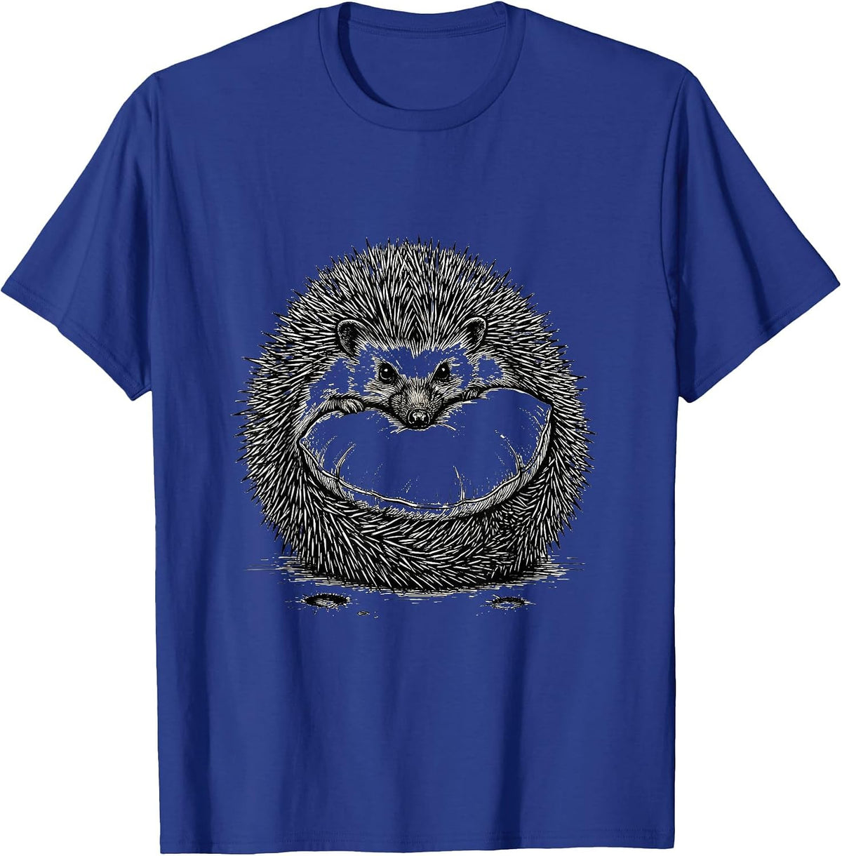 Curled Hedgehog Line Art Cute Small Animal Lover Humor T-Shirt - Royal Blue