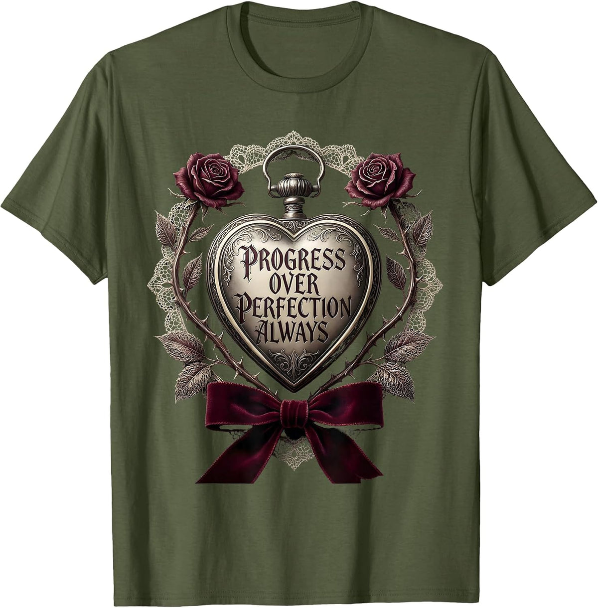 Progress Over Perfection Always Sped Teacher T-Shirt - Olive Green