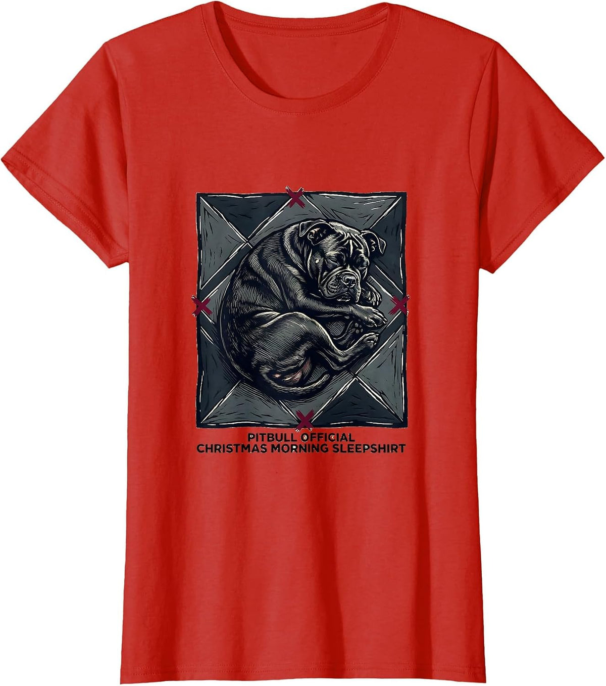 Pitbull Official Christmas Morning Sleepshirt Dog Lover T-Shirt - Red