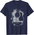 Distressed Acoustic Guitar Player Rock & Roll T-Shirt - Navy Blue