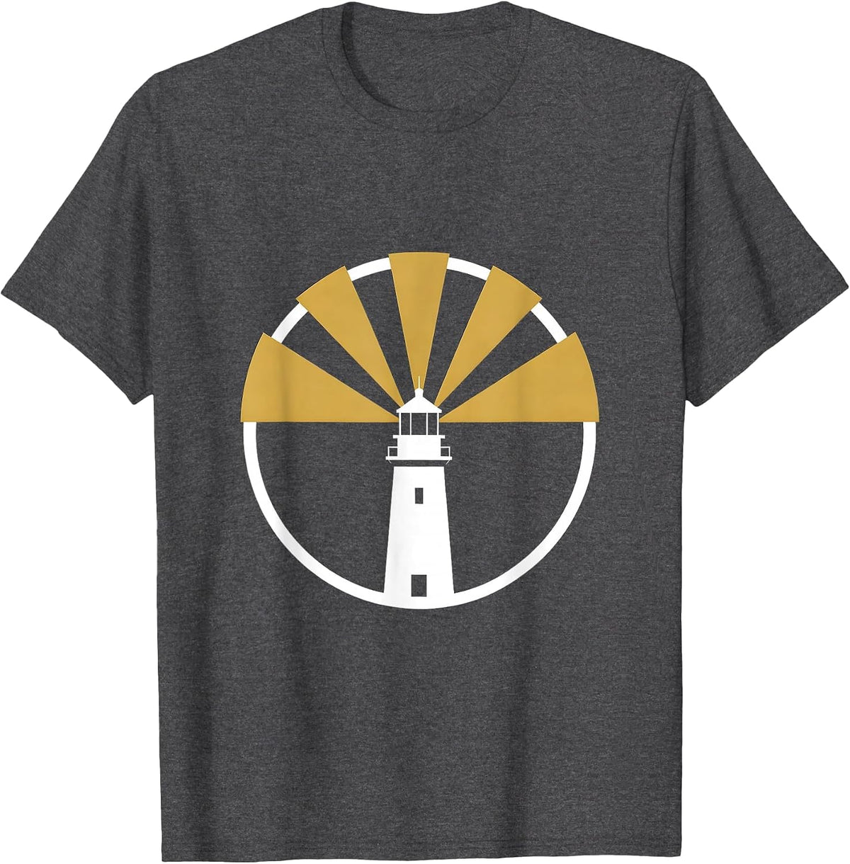 Autism Awareness Lighthouse Rainbow Rays Graphic T-Shirt - Dark Heather Grey