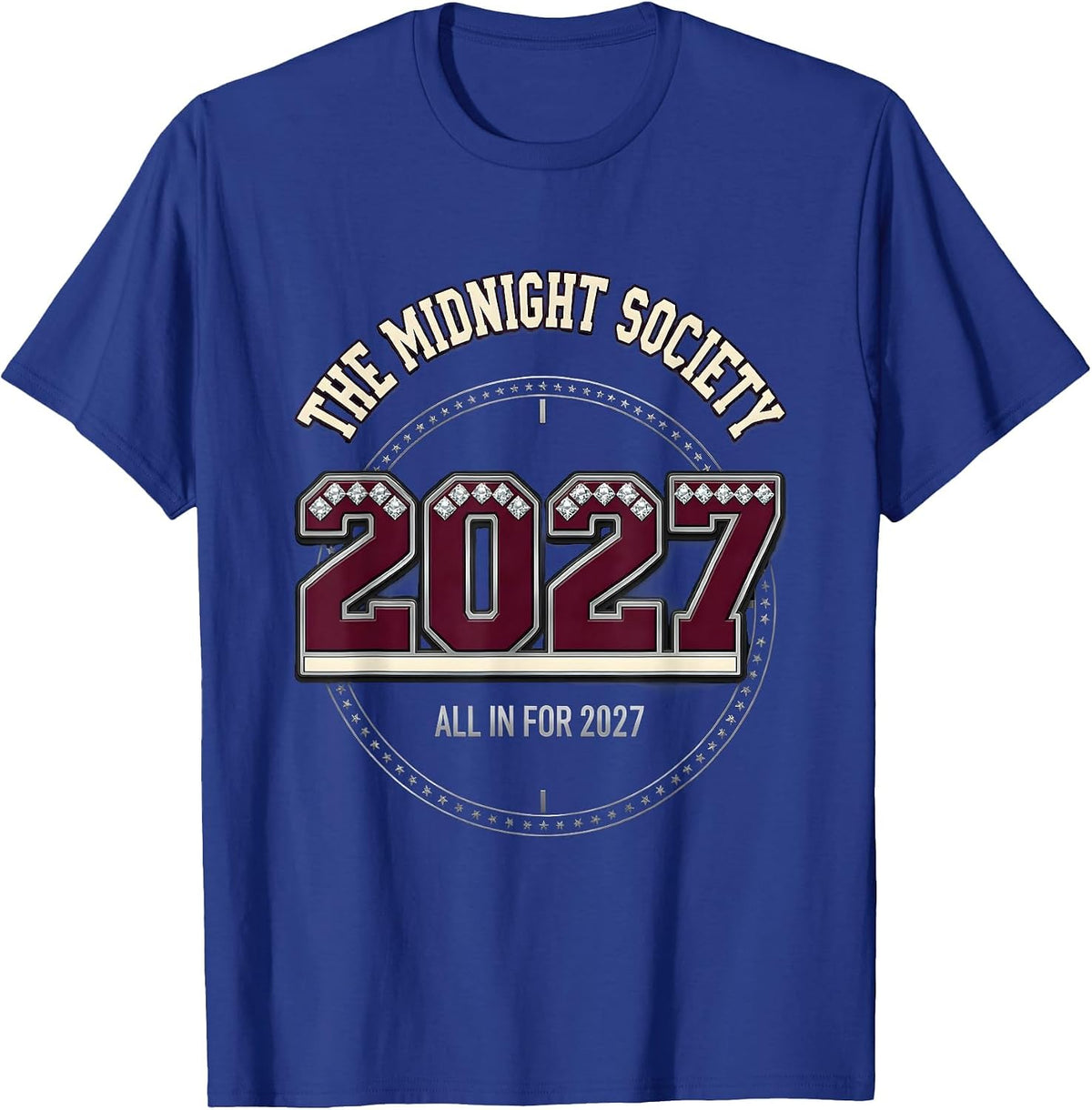 The Midnight Society All In For 2027 Sparkle Varsity Family T-Shirt - Royal Blue