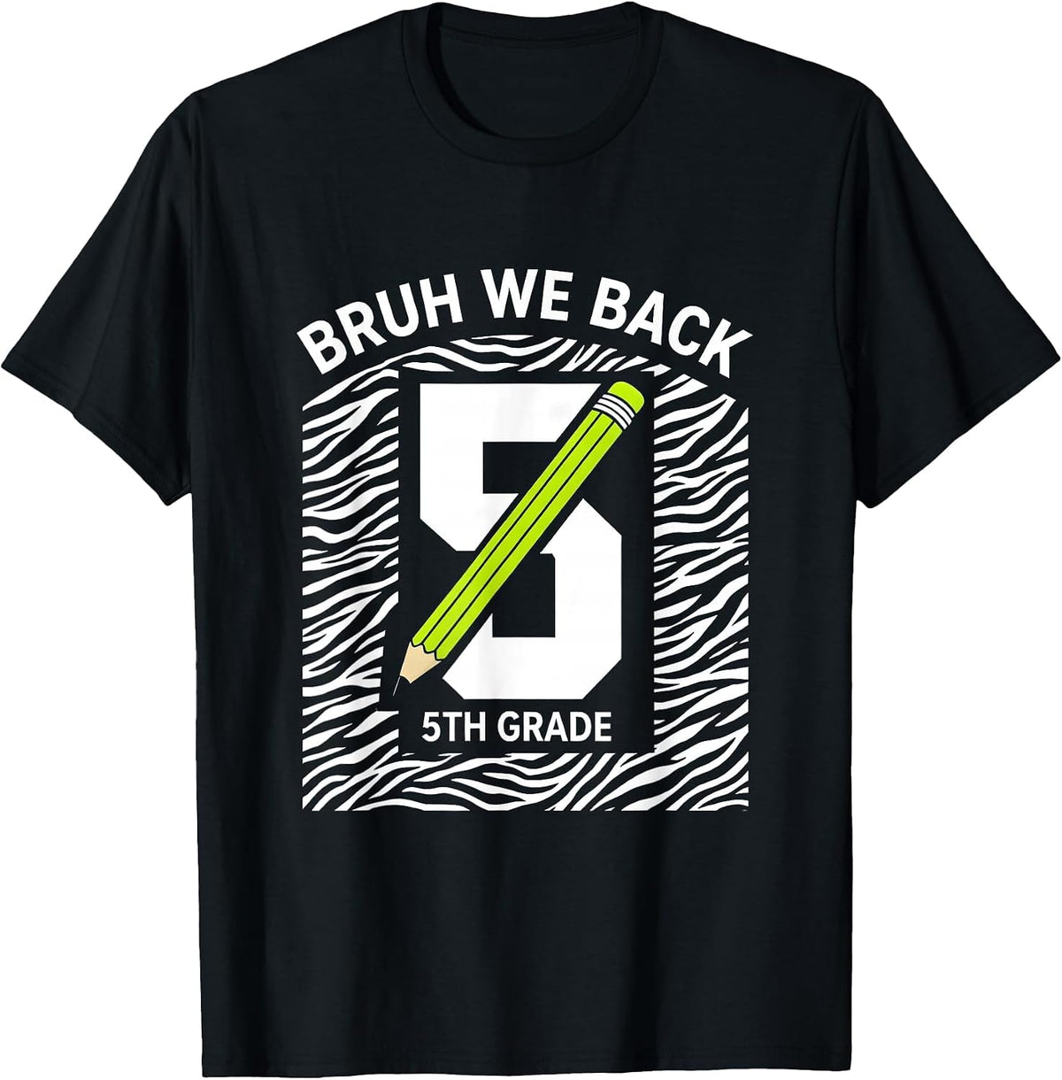 Men's Bruh We Back 5th Grade Pencil Bow Back To School Girls T-Shirt - Black