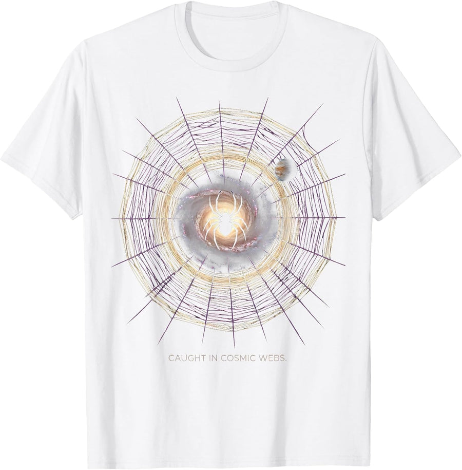 Men's Halloween Spider Web Galaxy Cosmic Design T-Shirt - White