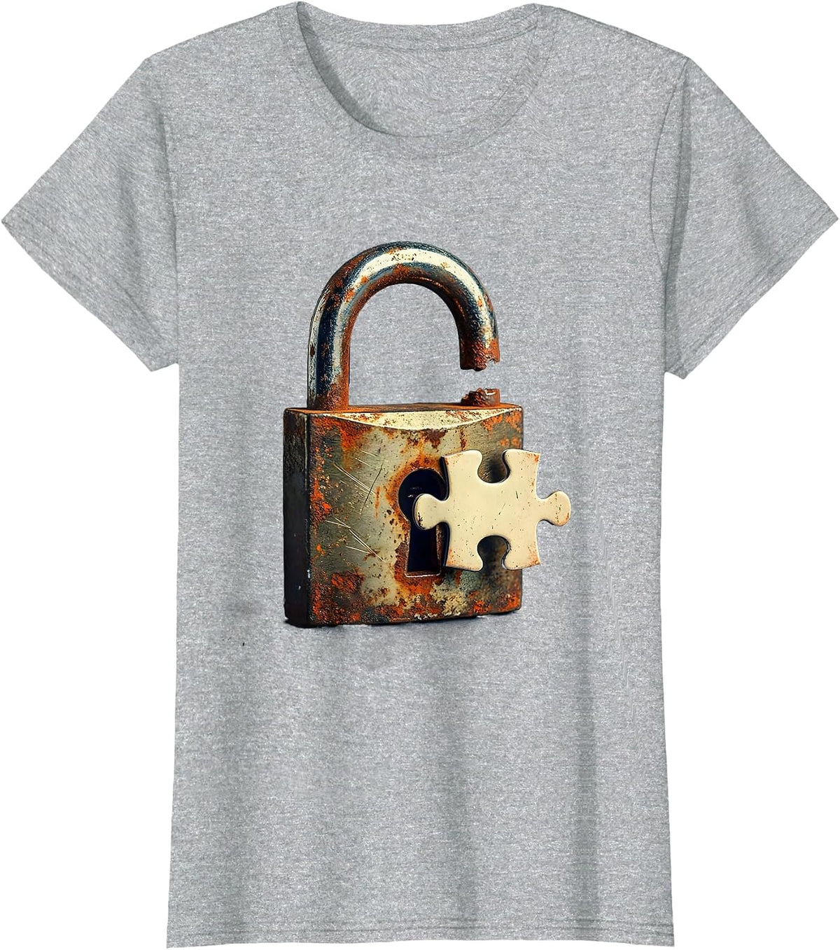 Sped Teacher Puzzle Piece Unlocking Padlock T-Shirt - Heather Grey
