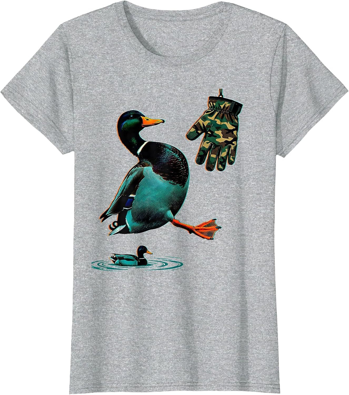 Camo Mallard Duck Hunting Dad Humor Gift T-Shirt - Heather Grey