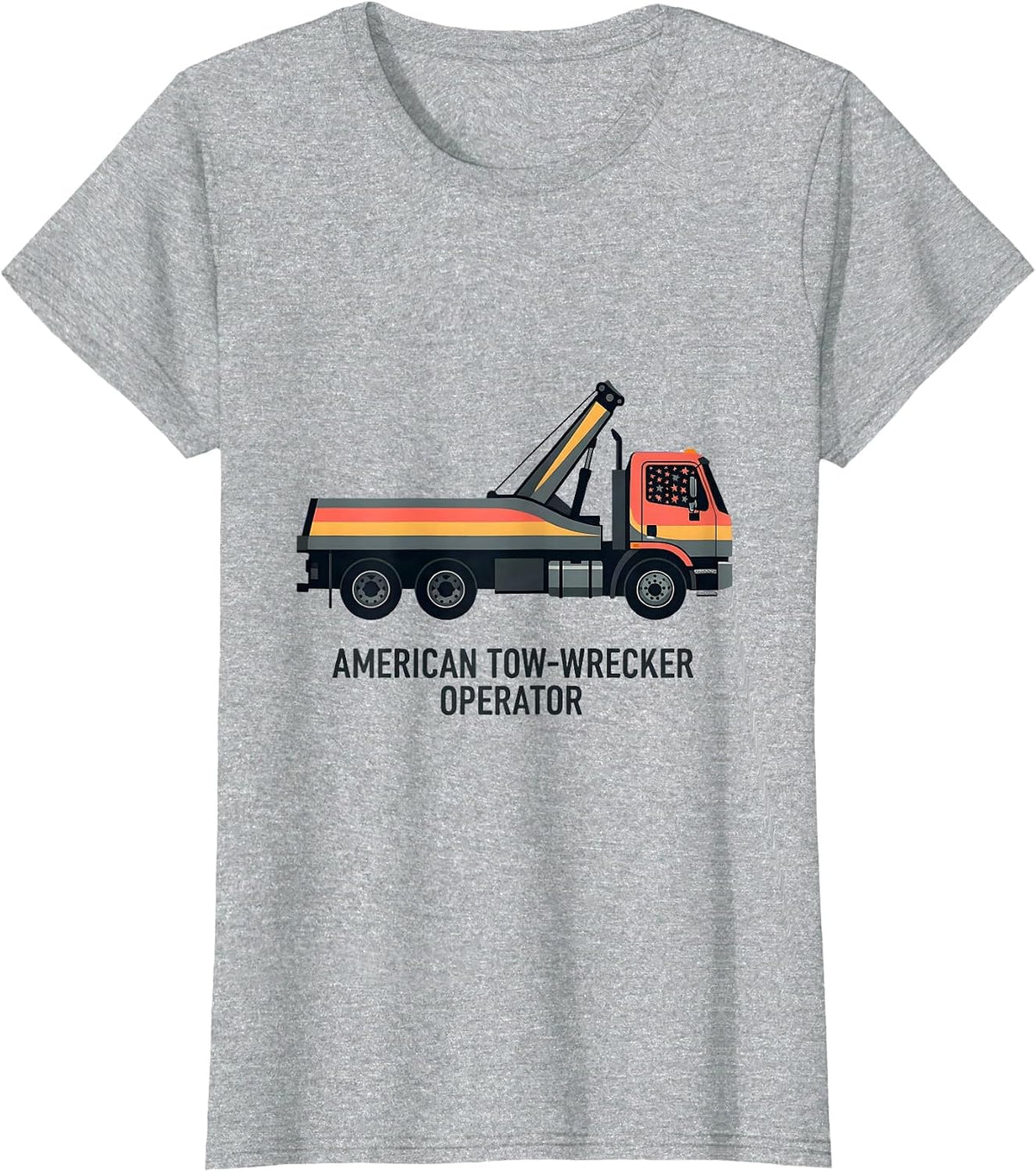 American Tow-Wrecker Operator Patriotic Semi Truck Driver T-Shirt - Heather Grey