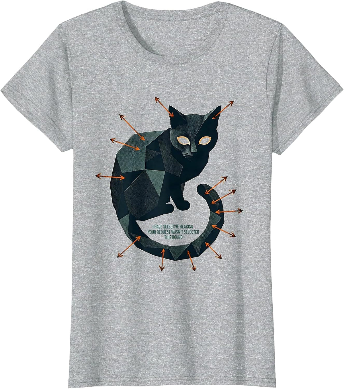 I Have Selective Hearing Cat Humor Sarcastic Gift T-Shirt - Heather Grey