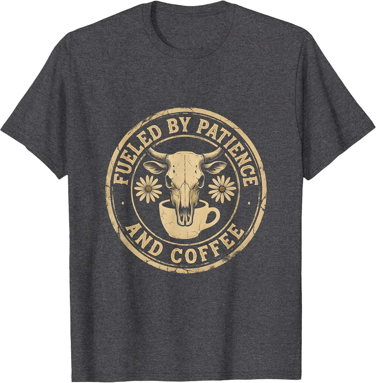 Men's Fueled By Patience And Coffee Sped Teacher T-Shirt - Dark Heather Grey
