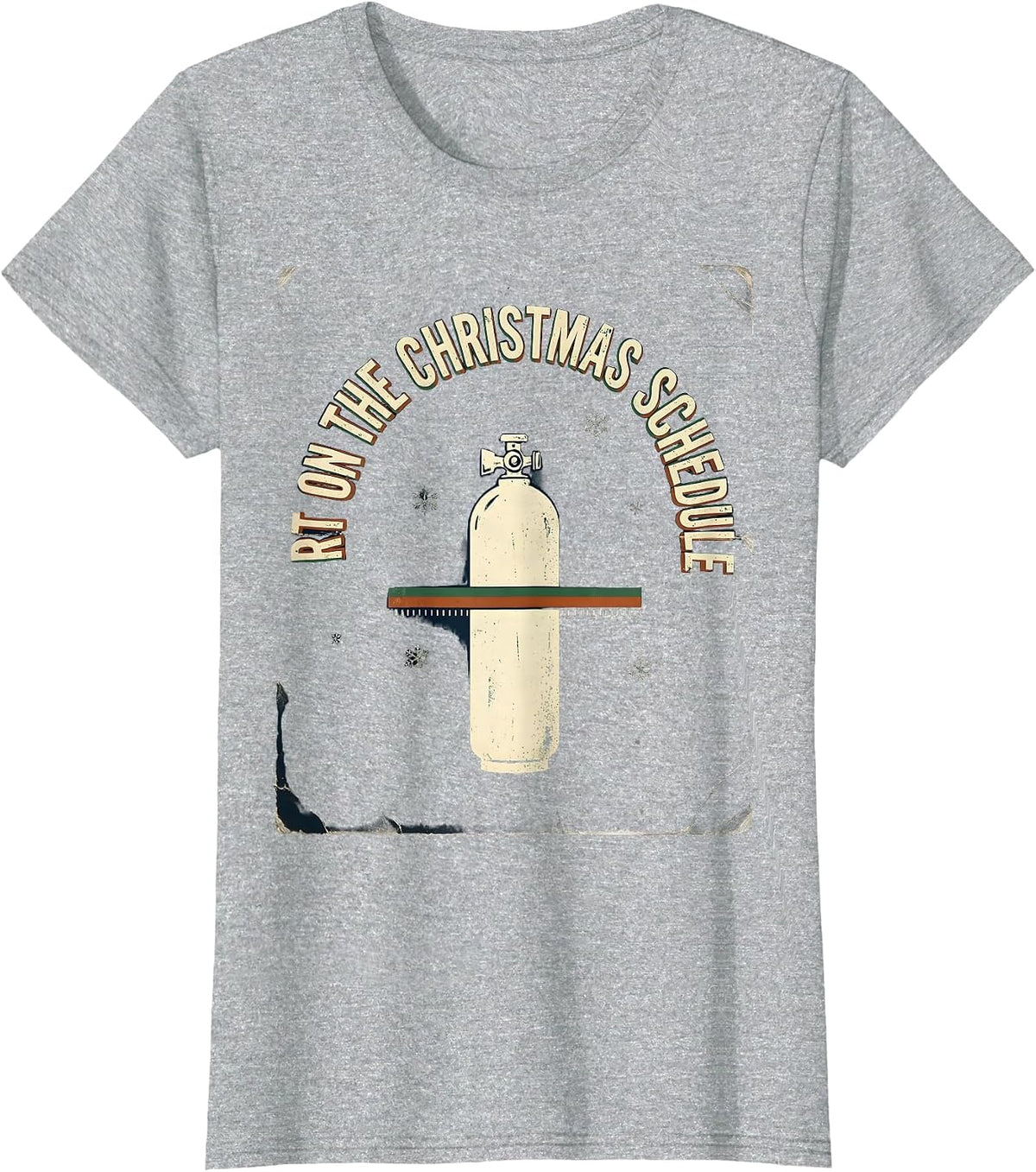 RT On The Christmas Schedule Vintage Respiratory Therapist T-Shirt - Heather Grey