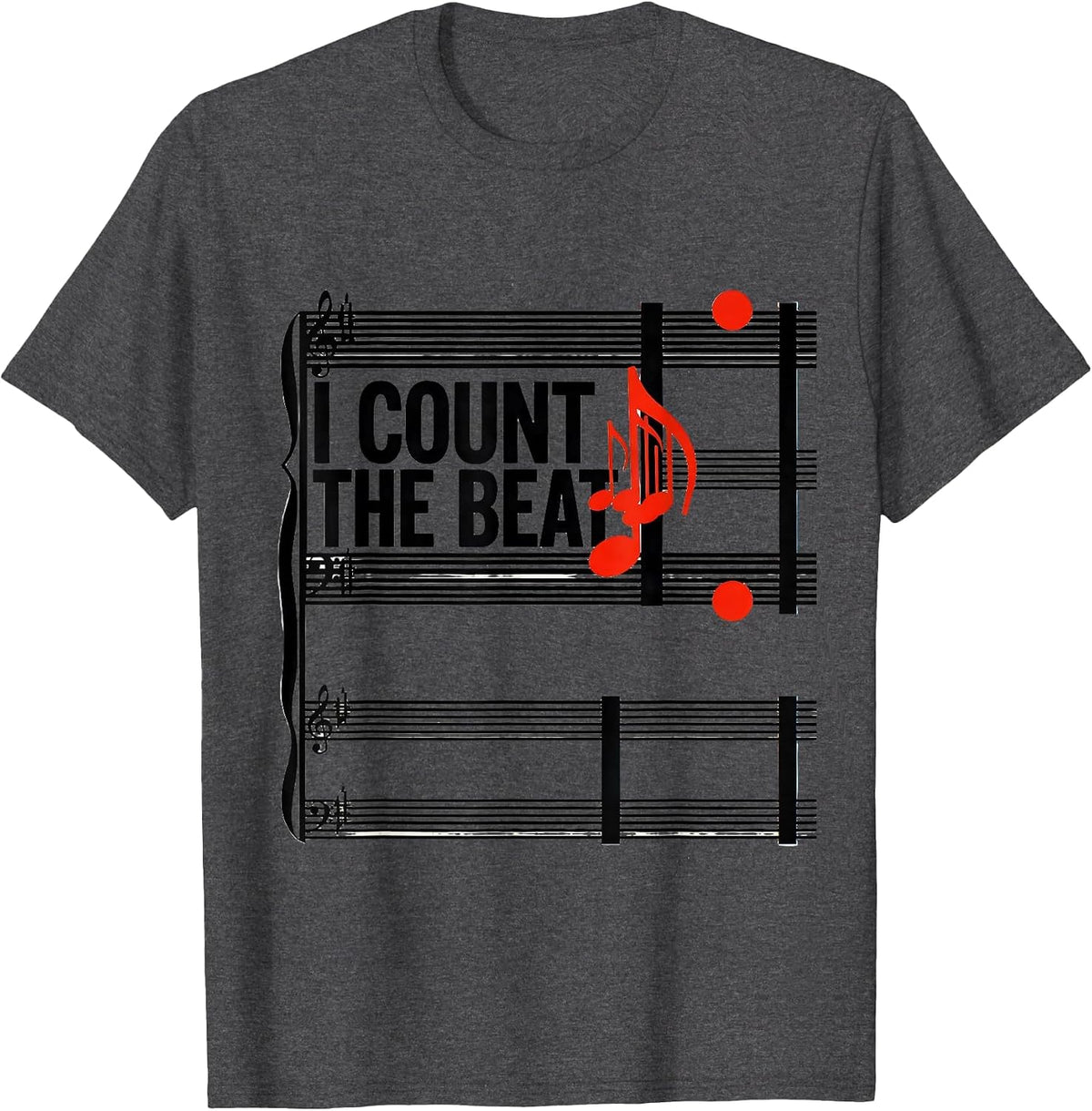 Men's I Count The Beat Geometric Musician Humor Gift For Music T-Shirt - Dark Heather Grey