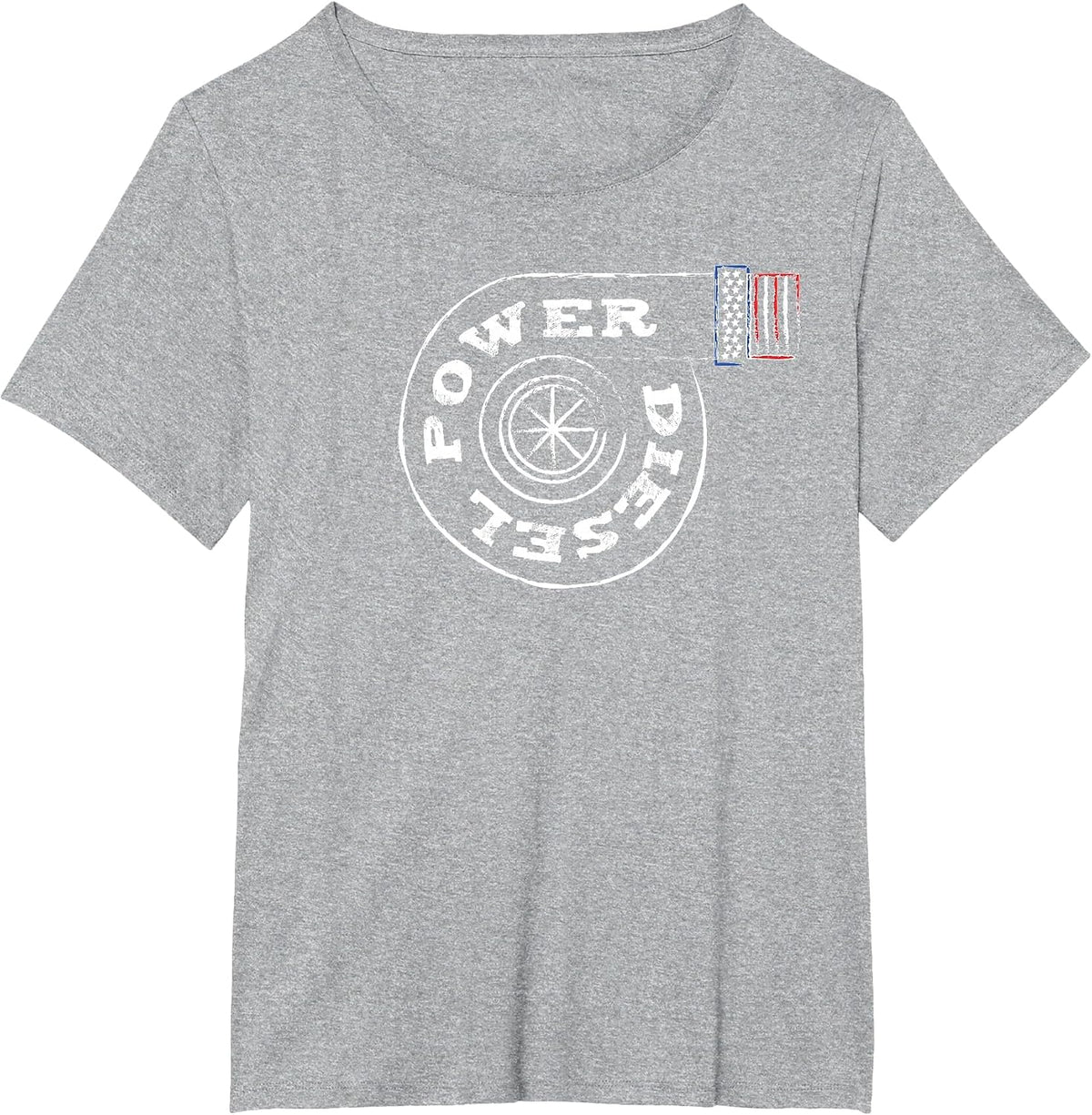 Diesel Power USA Flag Turbo Turbocharger T-Shirt - Heather Grey