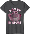 Women's Sassy in Spurs Western Cowboy Design T-Shirt - Dark Heather Grey