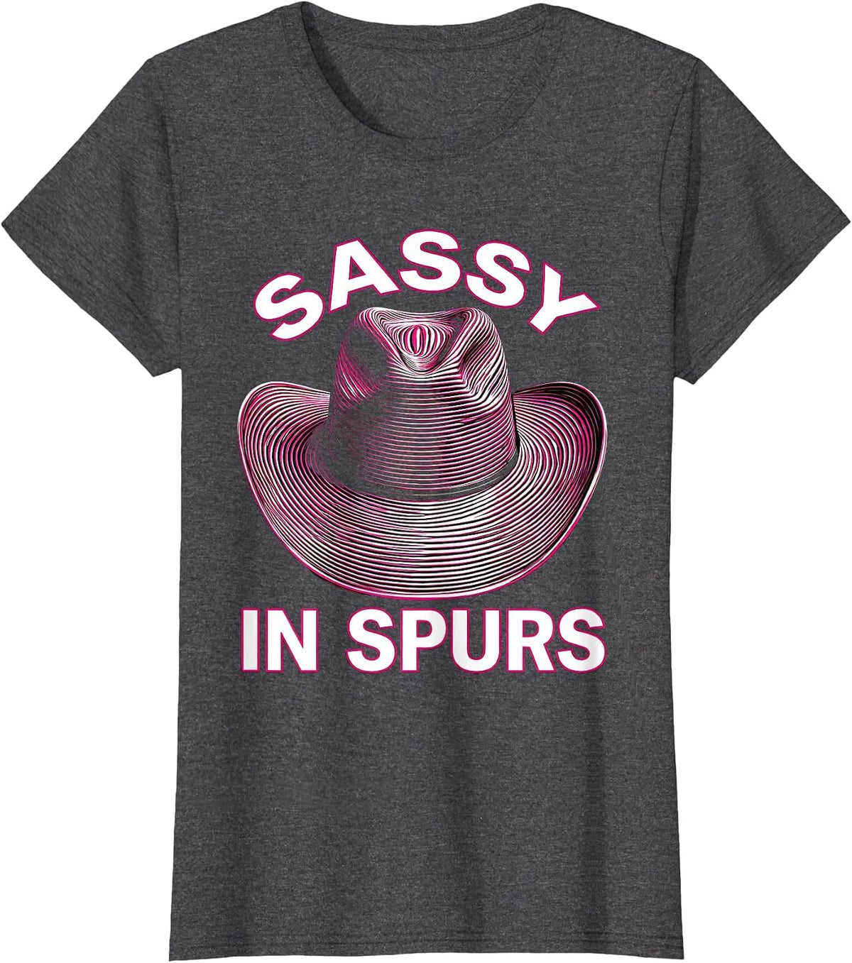 Women's Sassy in Spurs Western Cowboy Design T-Shirt - Dark Heather Grey