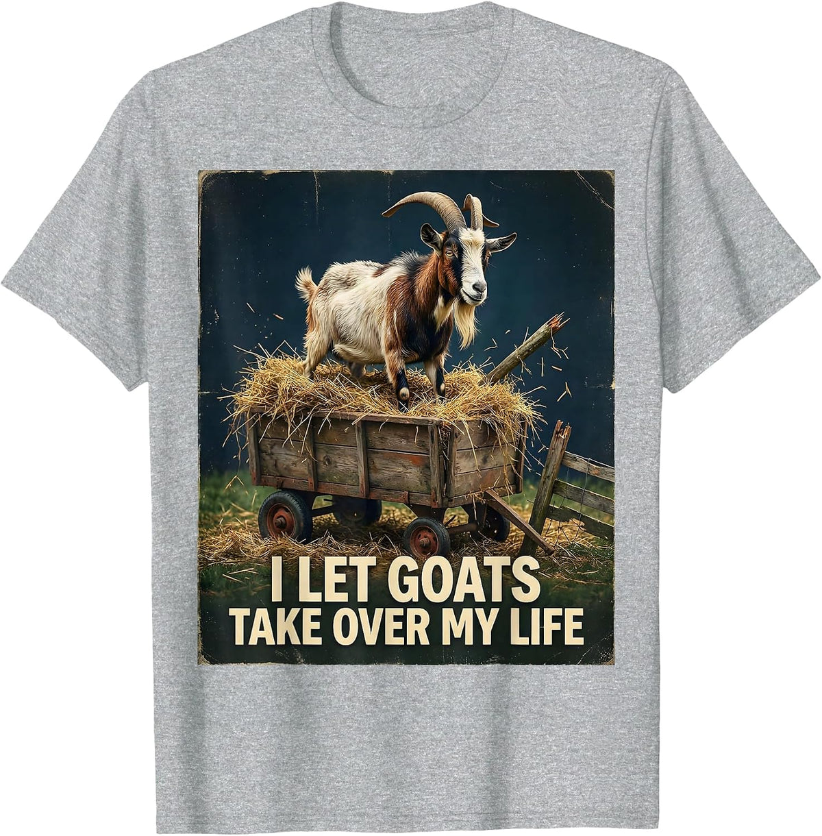 Men's I Let Goats Take Over My Life Vintage Funny Goat Lover T-Shirt - Heather Grey