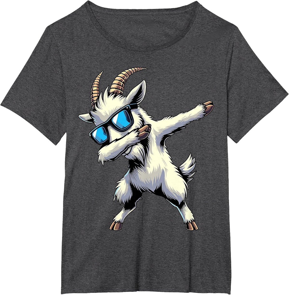 Dabbing Goat Sunglasses Animal T-Shirt - Dark Heather Grey