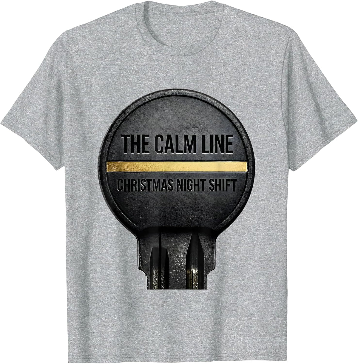 Men's The Calm Line Christmas Night Shift Funny 911 Dispatcher T-Shirt - Heather Grey