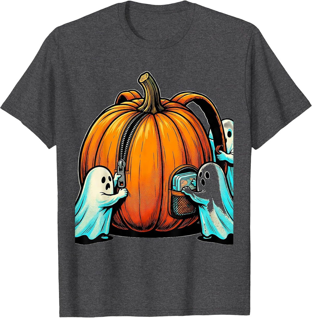 Men's Friendly Ghost Therapy Squad Occupational Therapy Halloween T-Shirt - Dark Heather Grey