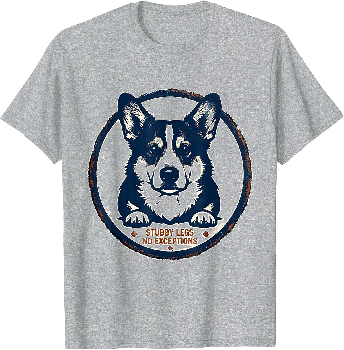 Men's Stubby Legs, No Exceptions Funny Corgi Dog Lover Retro T-Shirt - Heather Grey