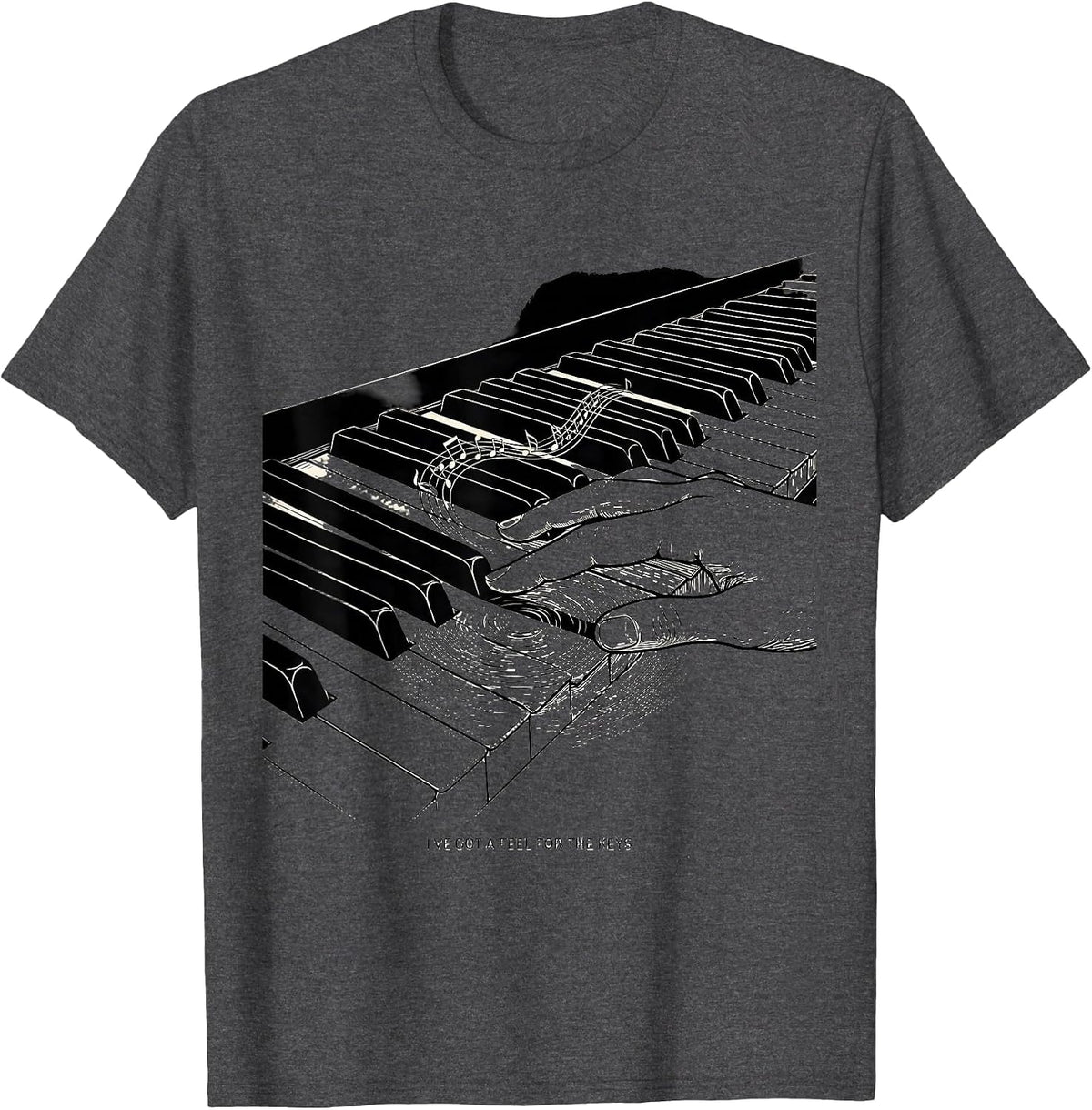 I've Got A Feel For The Keys Funny Pianist Keyboard Player T-Shirt - Dark Heather Grey