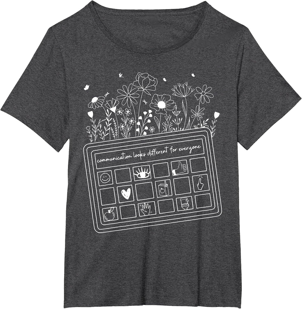Floral Augmentative & Alternative Communication AAC SLP SPED T-Shirt - Dark Heather Grey