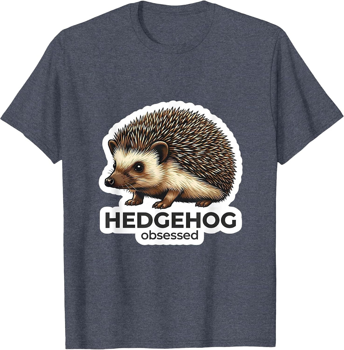 HEDGEHOG obsessed Minimalist Animal Badge Patch Icon Gift T-Shirt - Heather Blue