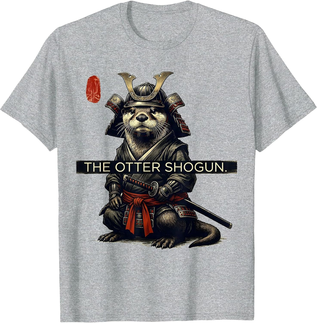 Men's The Otter Shogun Funny Japanese Art Anime Animal Lover Humor T-Shirt - Heather Grey
