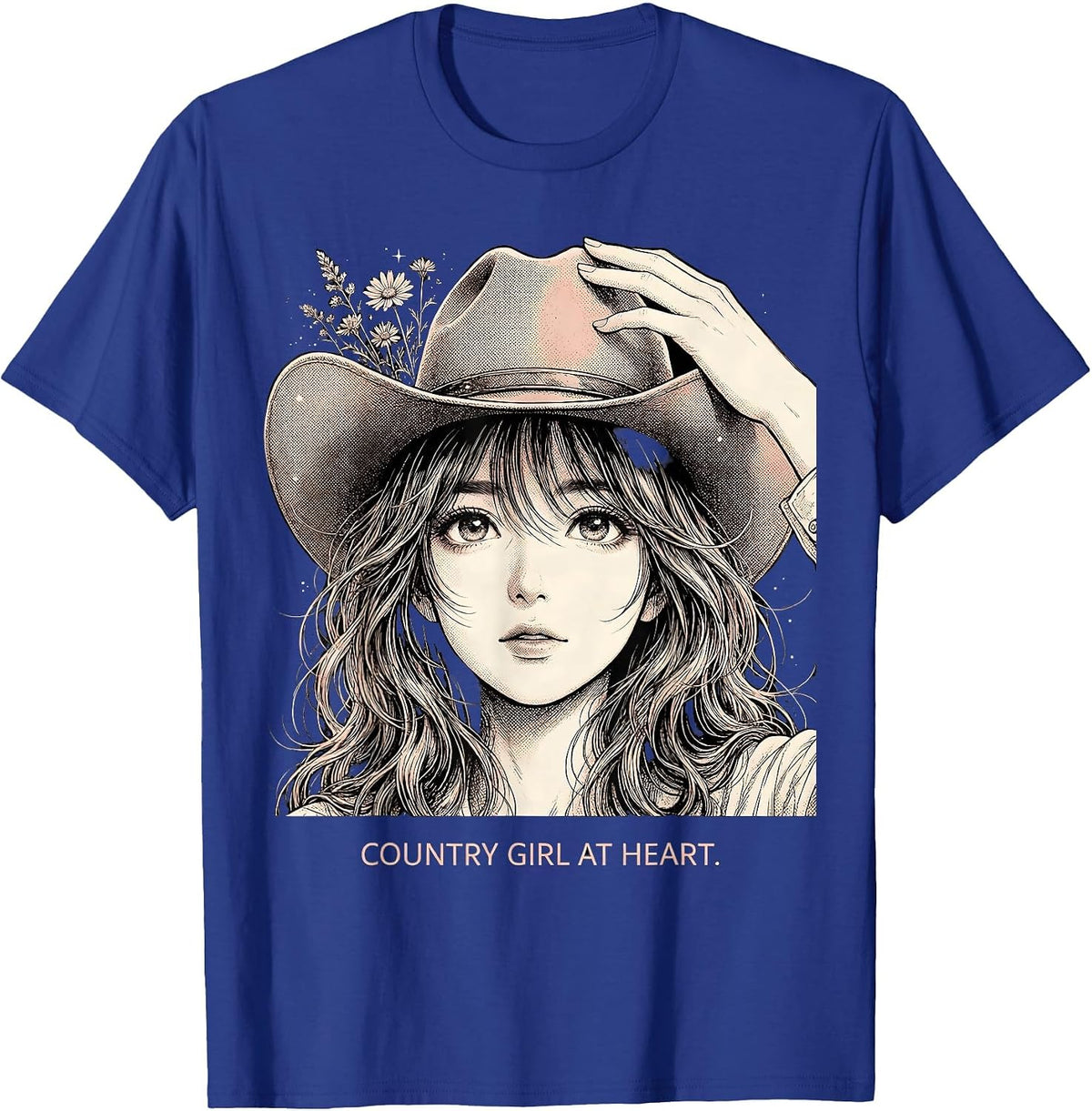 Country Girl At Heart Western Design T-Shirt - Royal Blue