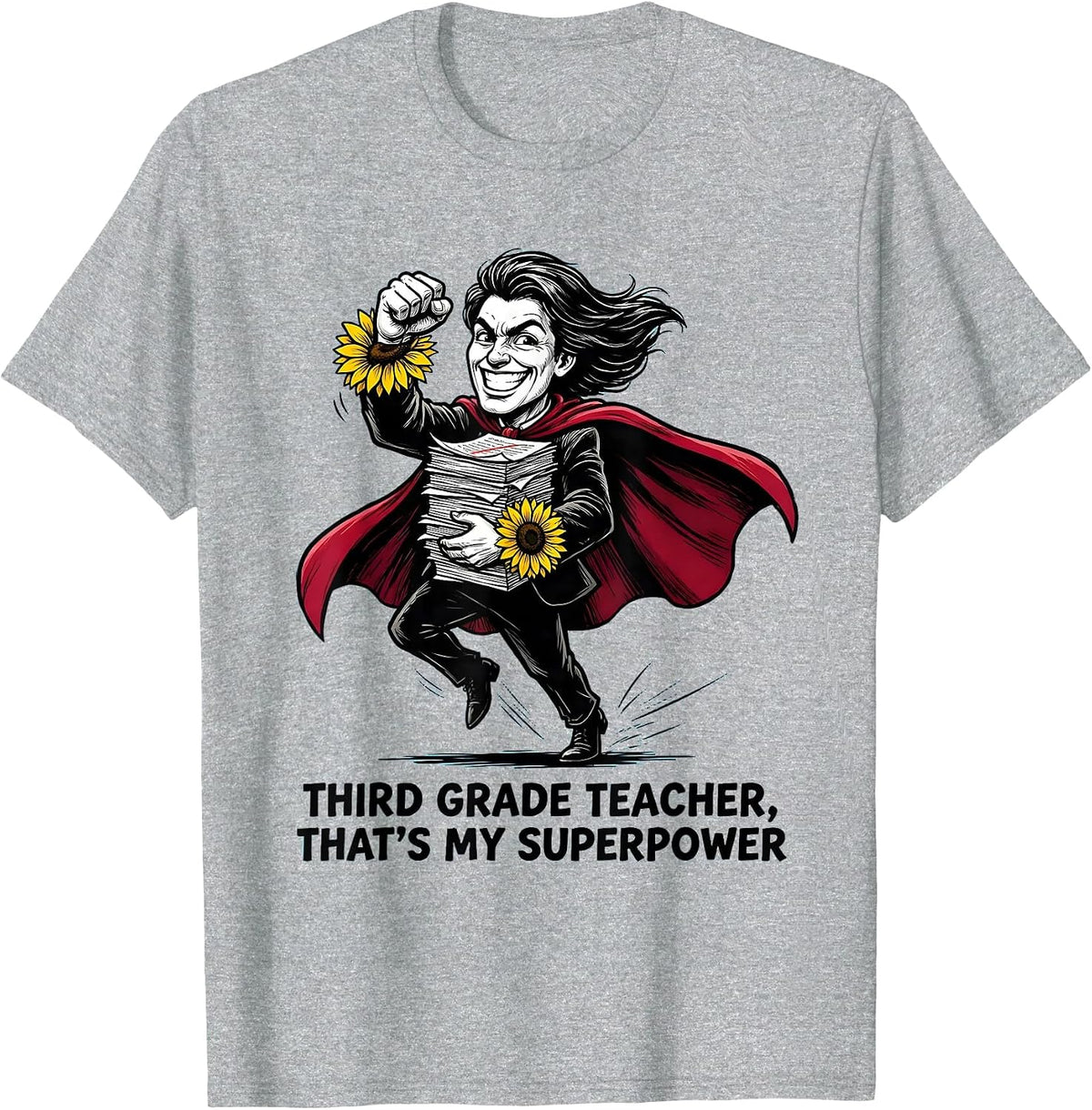 Men's Third Grade Teacher That's My Superpower Funny T-Shirt - Heather Grey