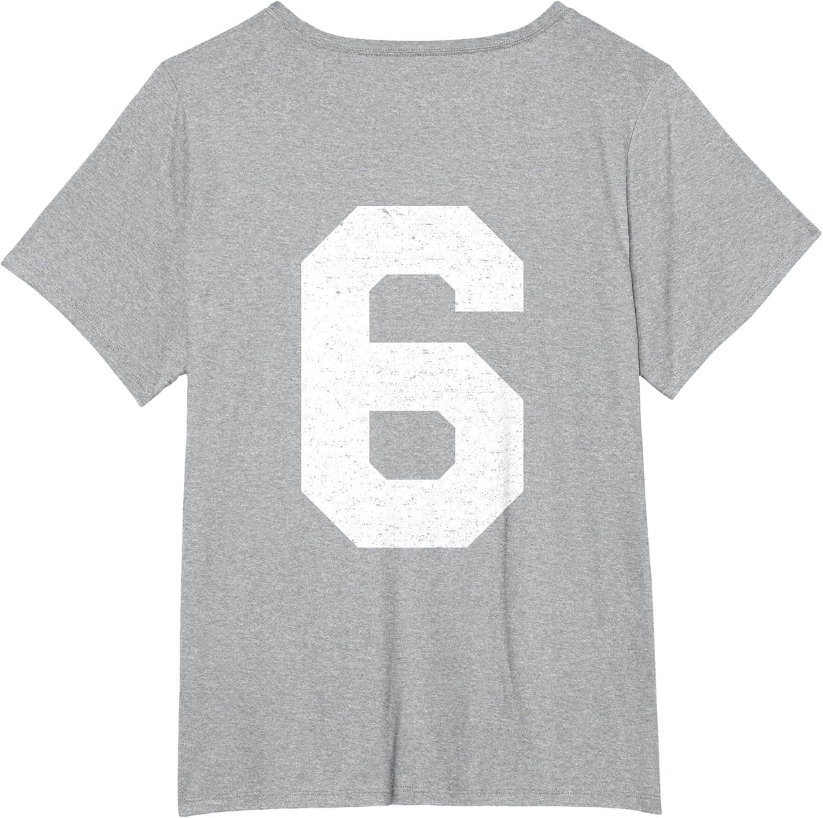 #6 Jersey Uniform Varsity Sports Number, 6th Birthday T-Shirt - Heather Grey