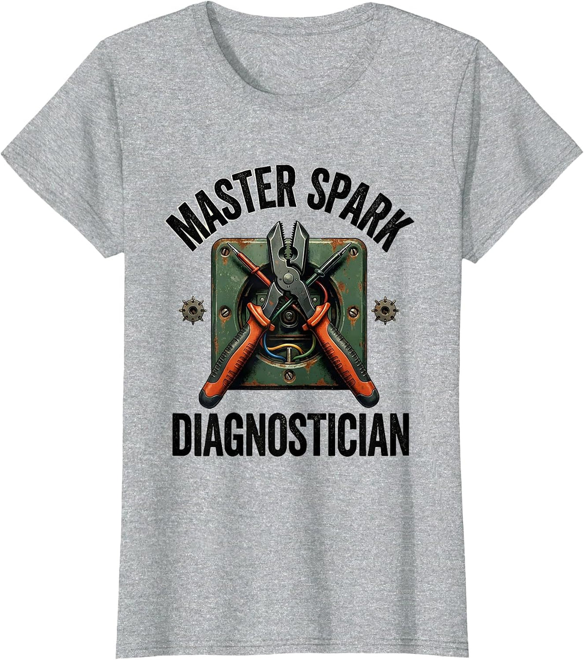 Master Spark Diagnostician Vintage Funny Electrician Gift T-Shirt - Heather Grey