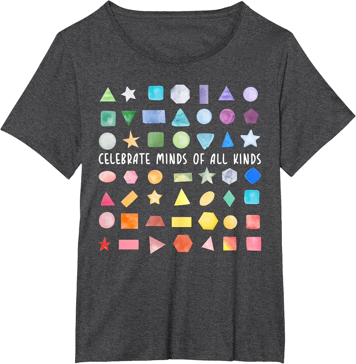 Celebrate Minds of All Kinds Geometry Math Teacher Autism T-Shirt - Dark Heather Grey