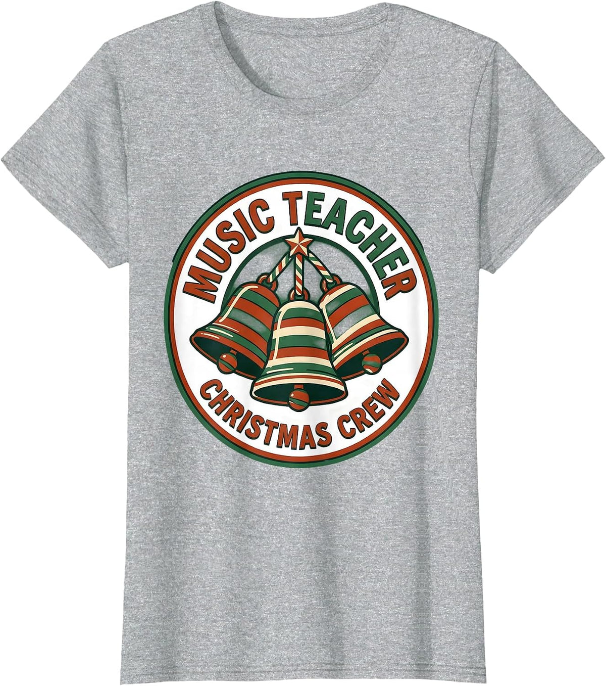 Music Teacher Christmas Crew Funny Classroom Teacher Humor T-Shirt - Heather Grey