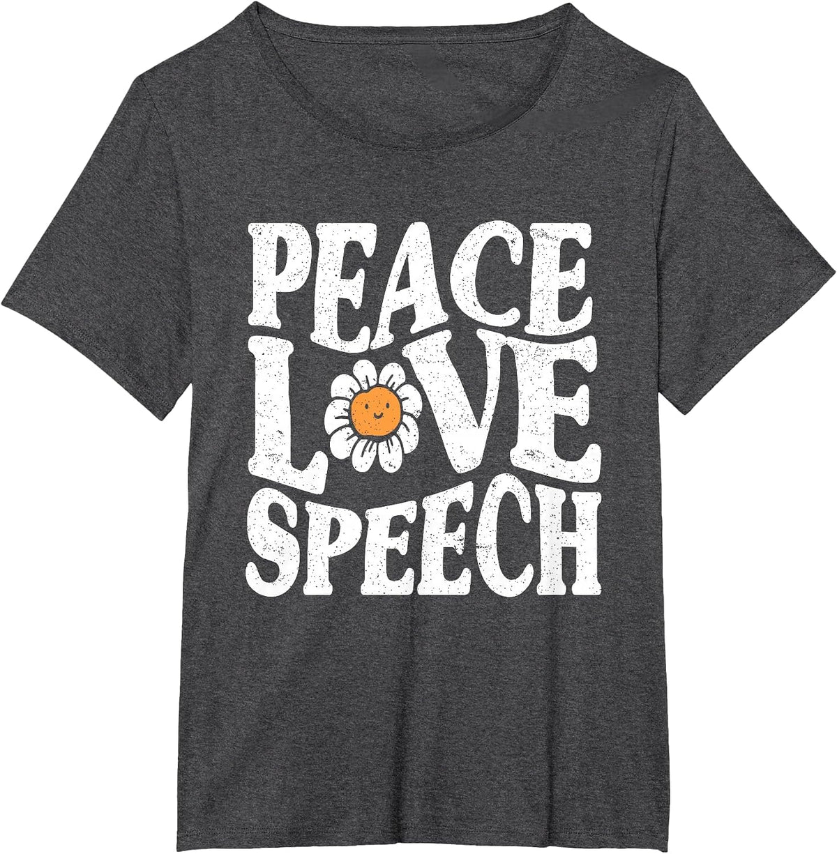 Peace Love Speech Therapy Speech Language Pathologist SLP T-Shirt - Dark Heather Grey