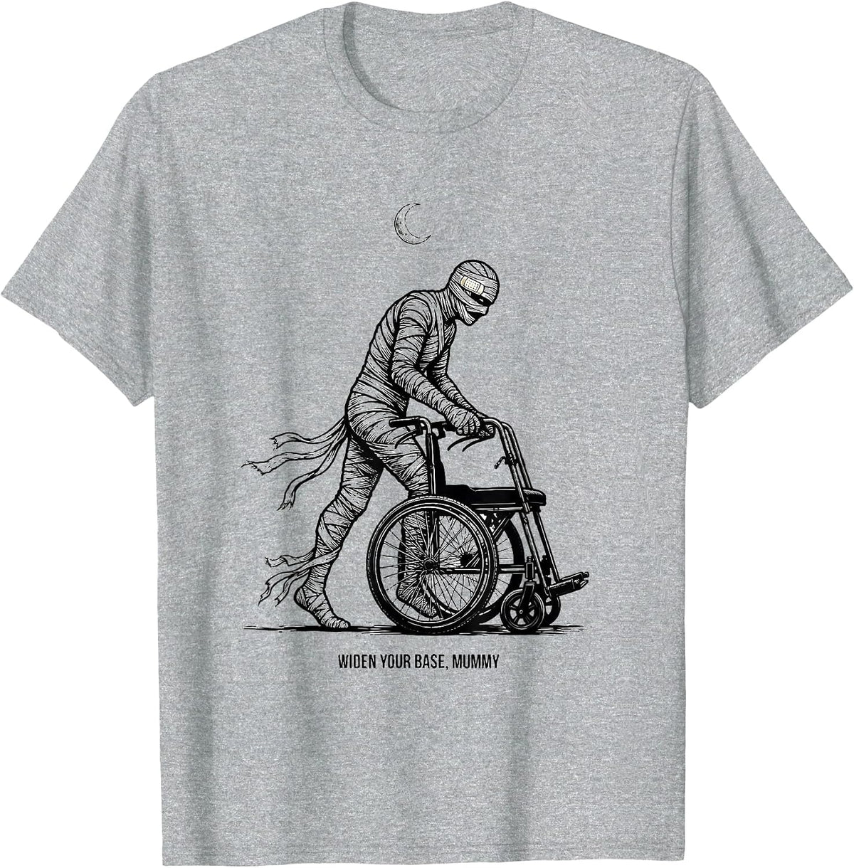 Men's Widen Your Base, Mummy Funny OT PT Therapist Halloween T-Shirt - Heather Grey