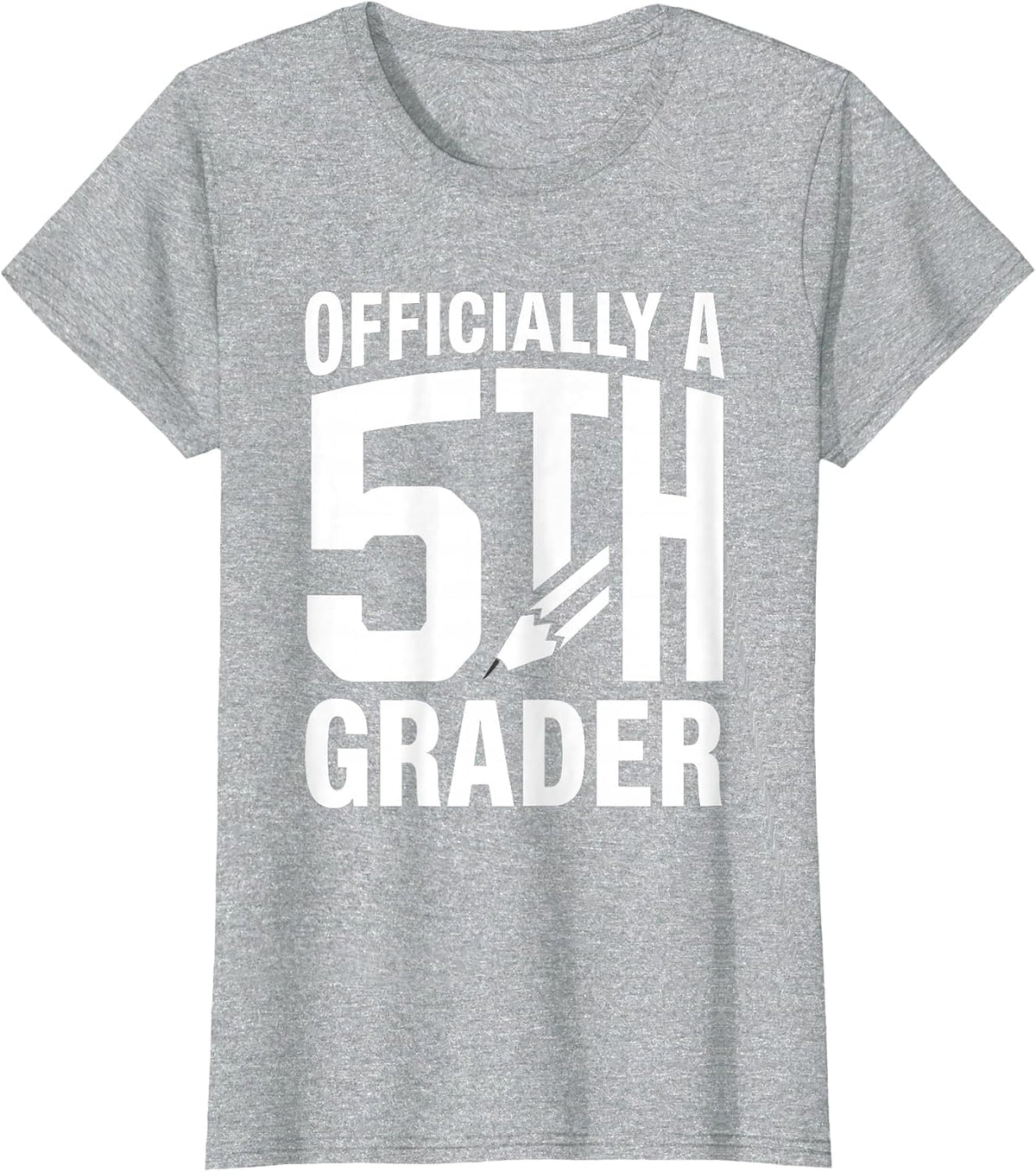 Women's Officially A 5th Grader Retro Back To School Pencil Bow T-Shirt - Heather Grey
