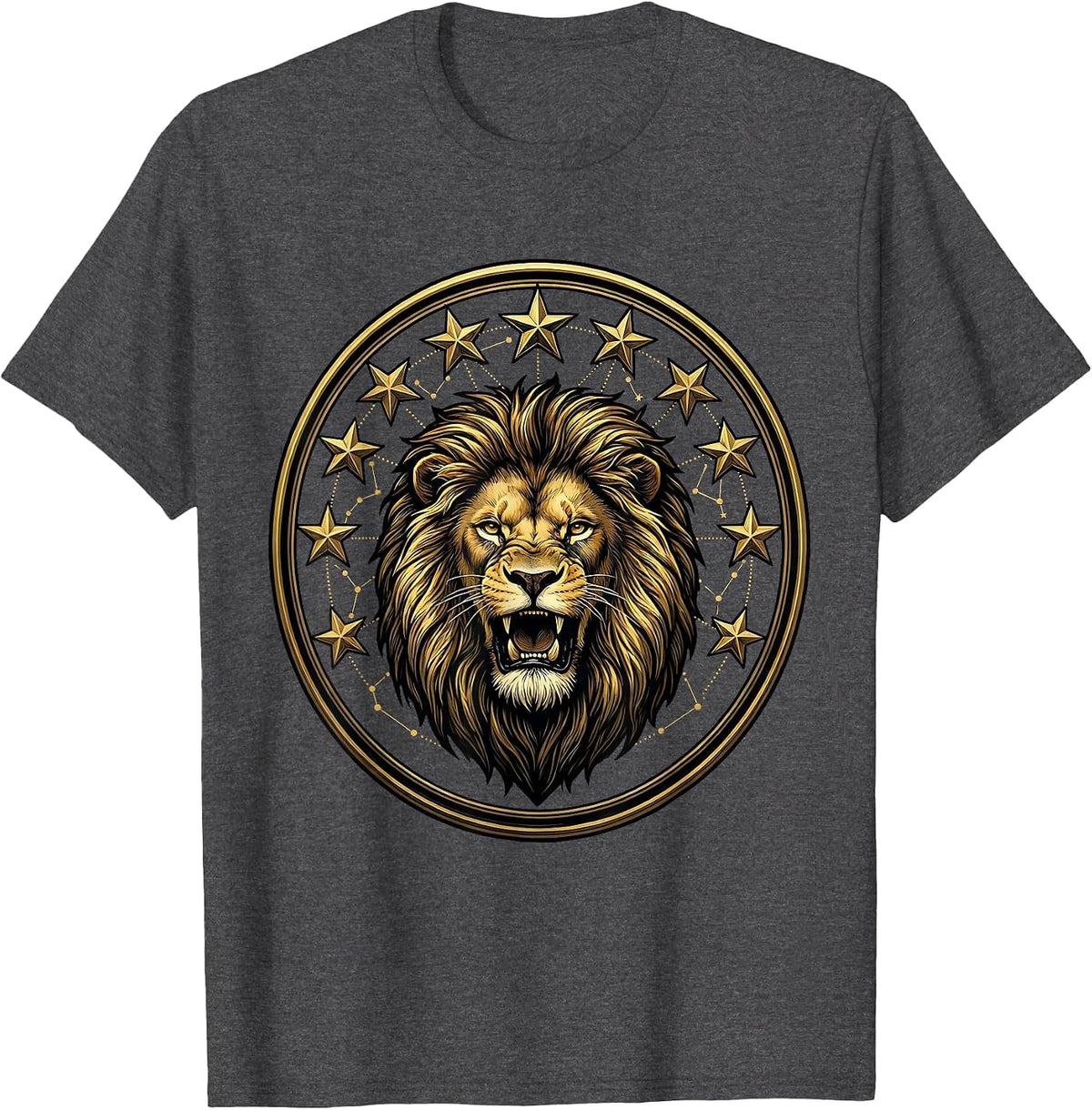 Men's 11th Birthday Lion Constellation Stars Design T-Shirt - Dark Heather Grey