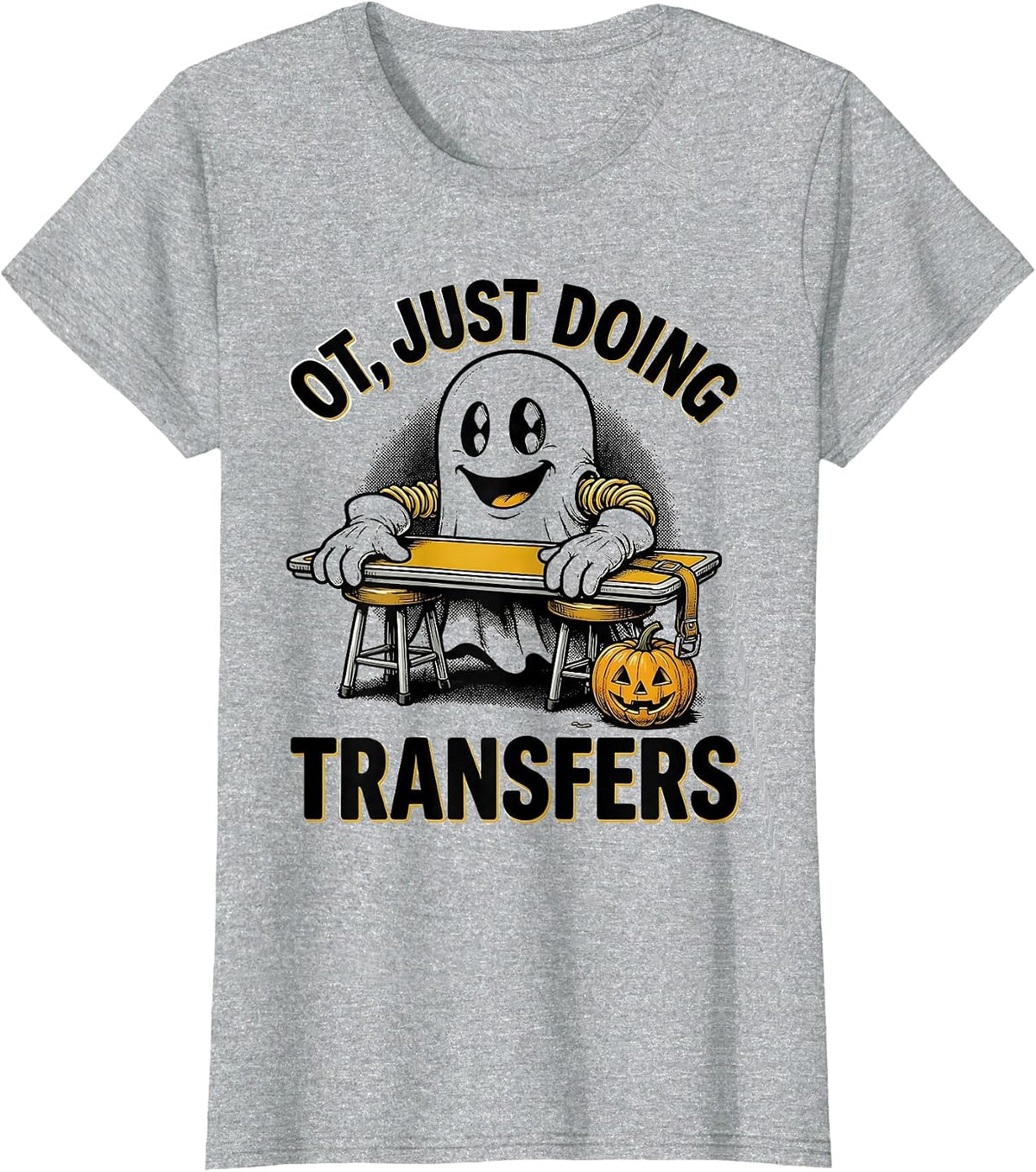 OT, Just Doing Transfers Retro Cartoon Ghost Therapist T-Shirt - Heather Grey