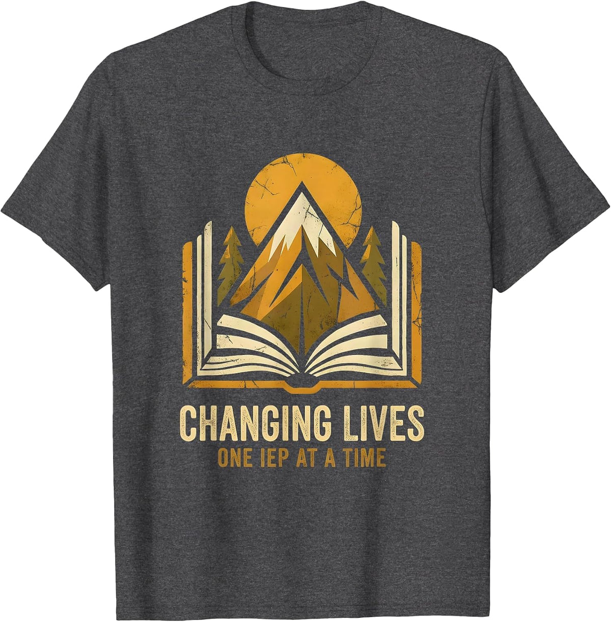 Men's Changing Lives One IEP At A Time Sped Teacher T-Shirt - Dark Heather Grey