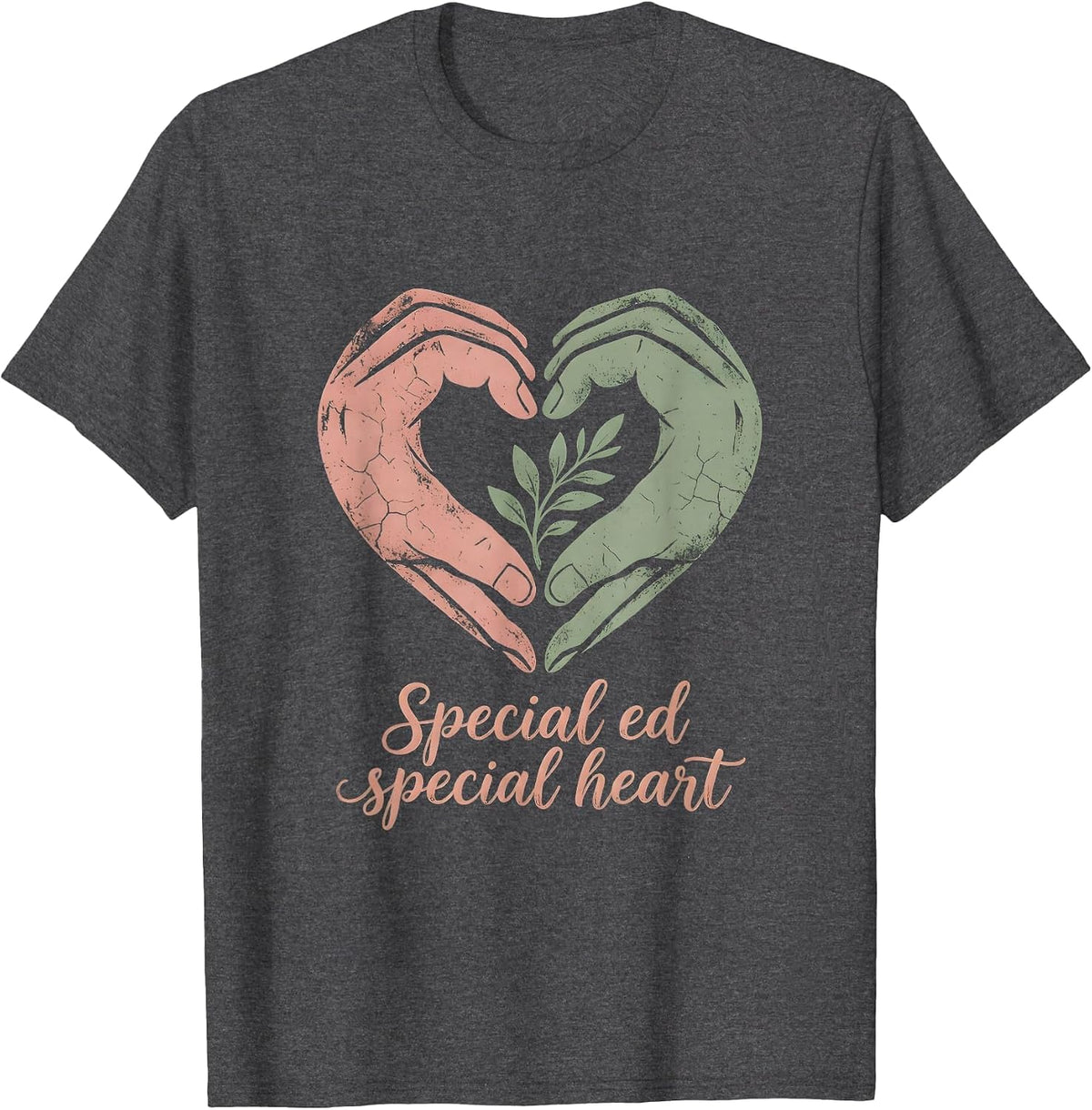 Special Ed Special Heart Teacher Design T-Shirt - Dark Heather Grey