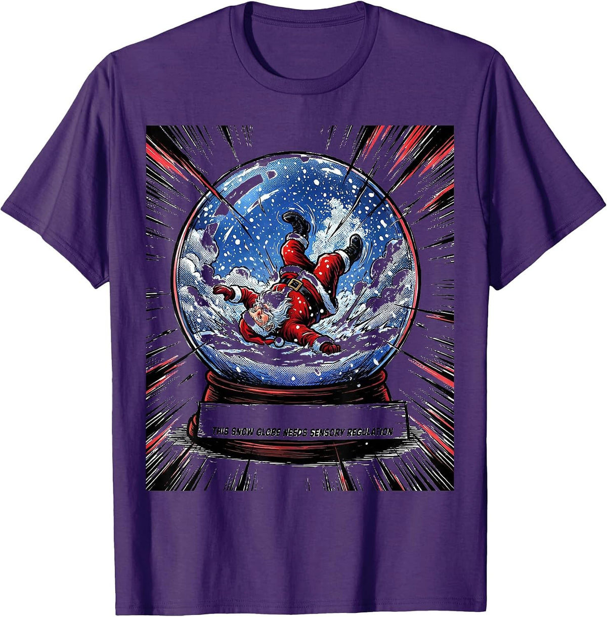 Men's This Snow Globe Needs Sensory Regulation Groovy T-Shirt - Purple