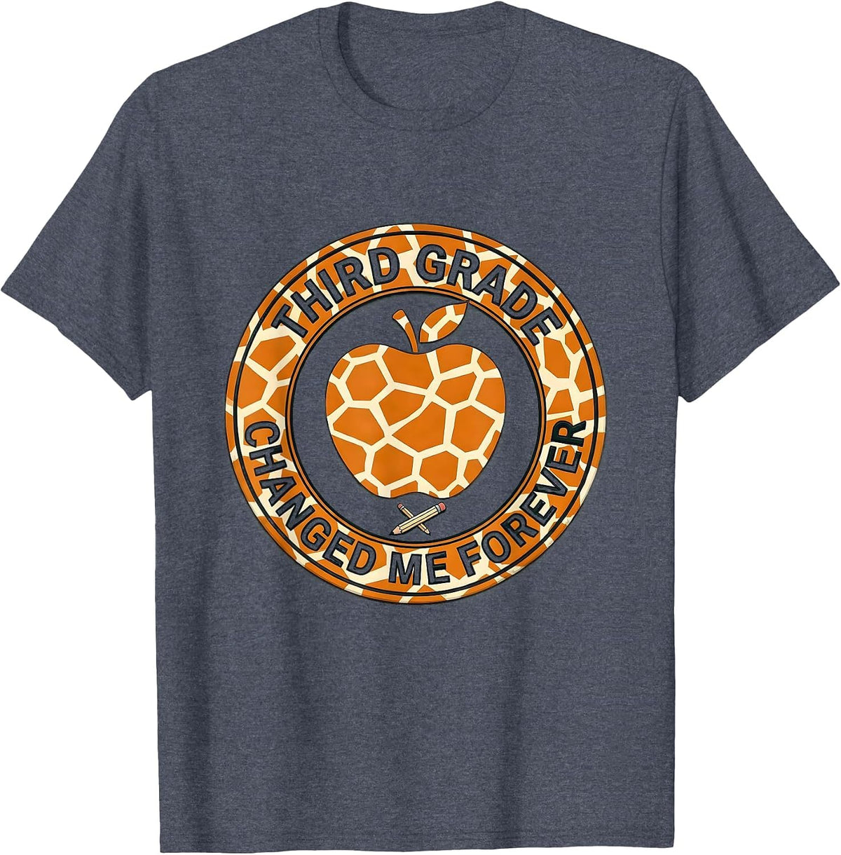 Third Grade Changed Me Forever Teacher Design T-Shirt - Heather Blue