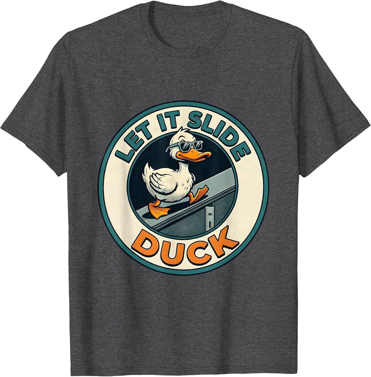 Men's Let It Slide Duck Funny Novelty Sunglasses Humor Gift T-Shirt - Dark Heather Grey
