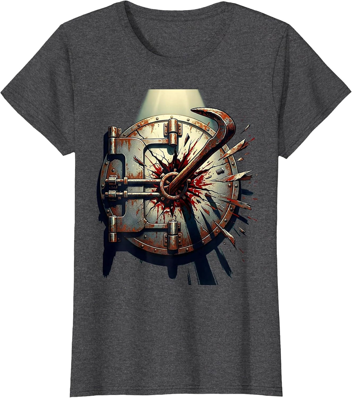 Women's Crowbar Vault Break-In Graphic Design T-Shirt - Dark Heather Grey